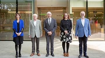 Manel Balcells, consejero de Salud de la Generalitat de Cataluña, visita la Fundación Pasqual Maragall